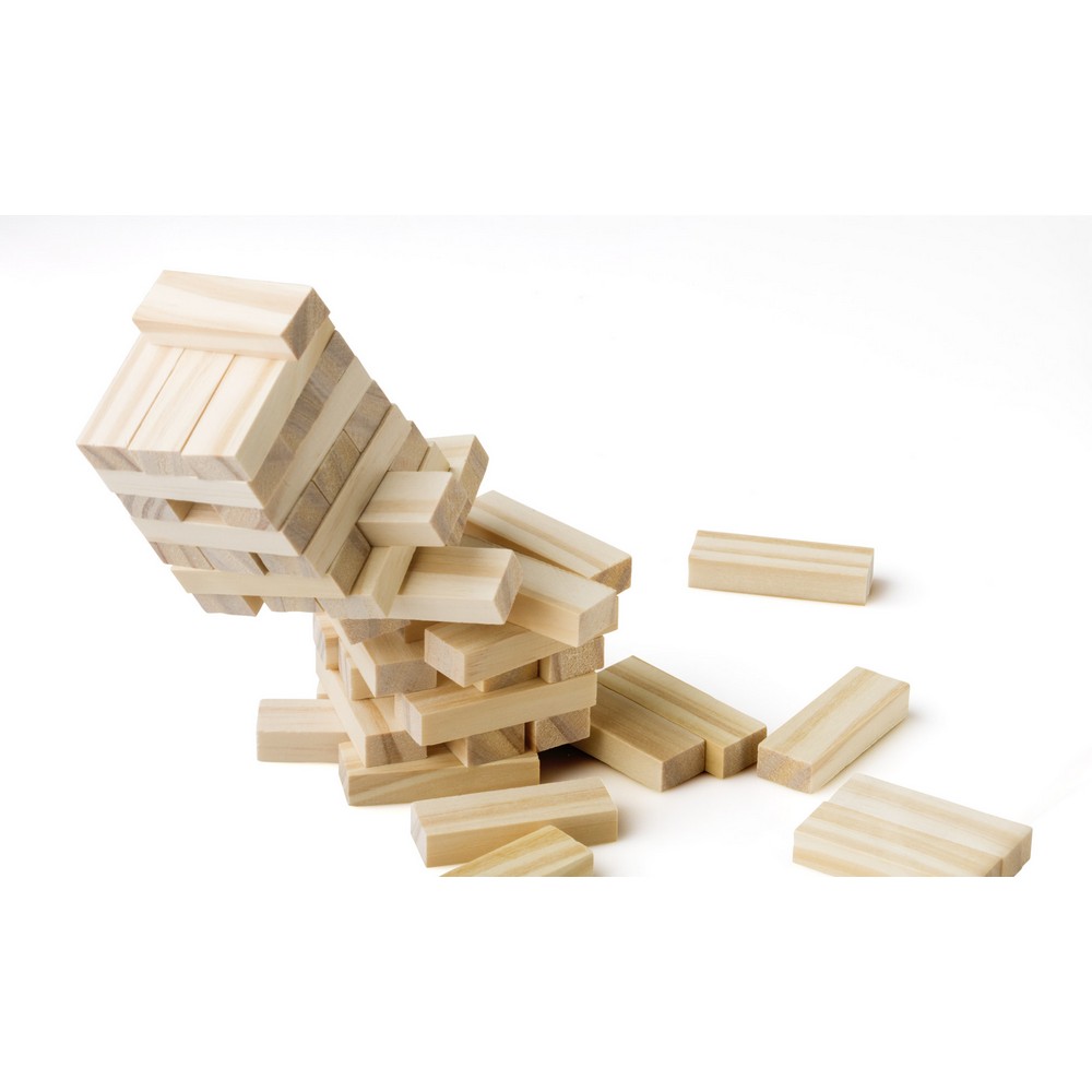 Ein hölzerner Geschicklichkeitsturm Arcade-Spiel aus Holz in Braun, Ansicht 4