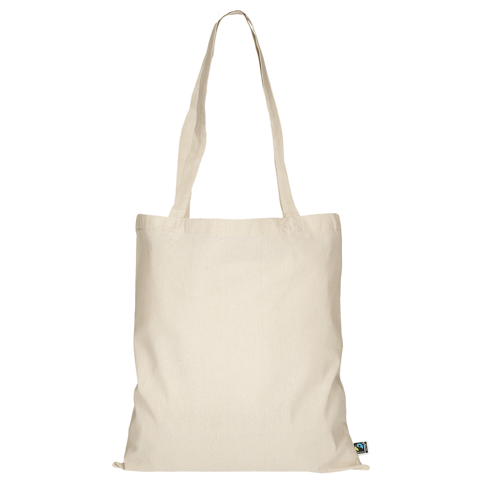 Tasche aus Fairtrade-zertifizierter Baumwolle mit zwei langen Henkeln in Natur