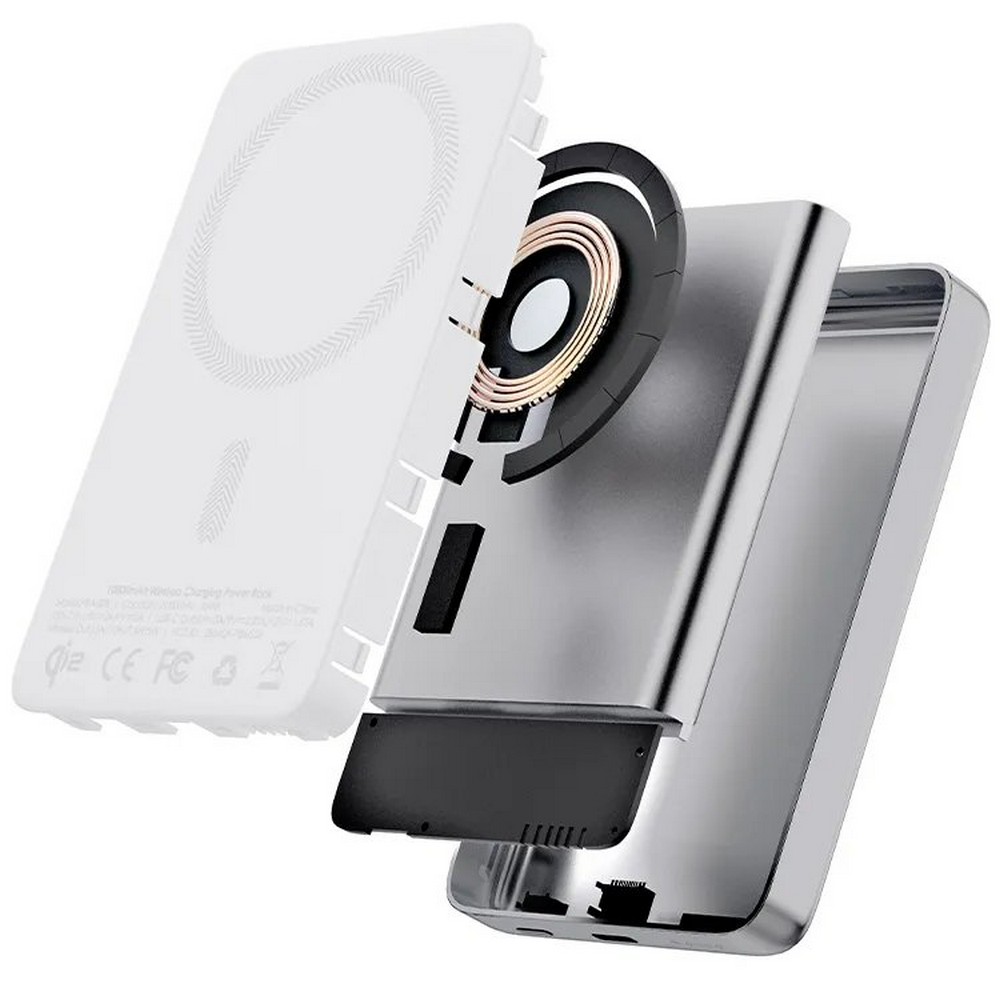 Magnetische kabellose Powerbank 10000 mAh, Aukey in Silber, Ansicht 14