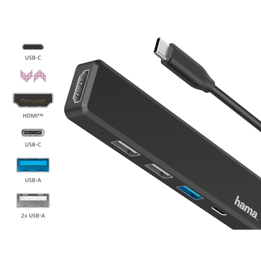 Hub USB, USB-C, HDMI Hama in Schwarz, Ansicht 5