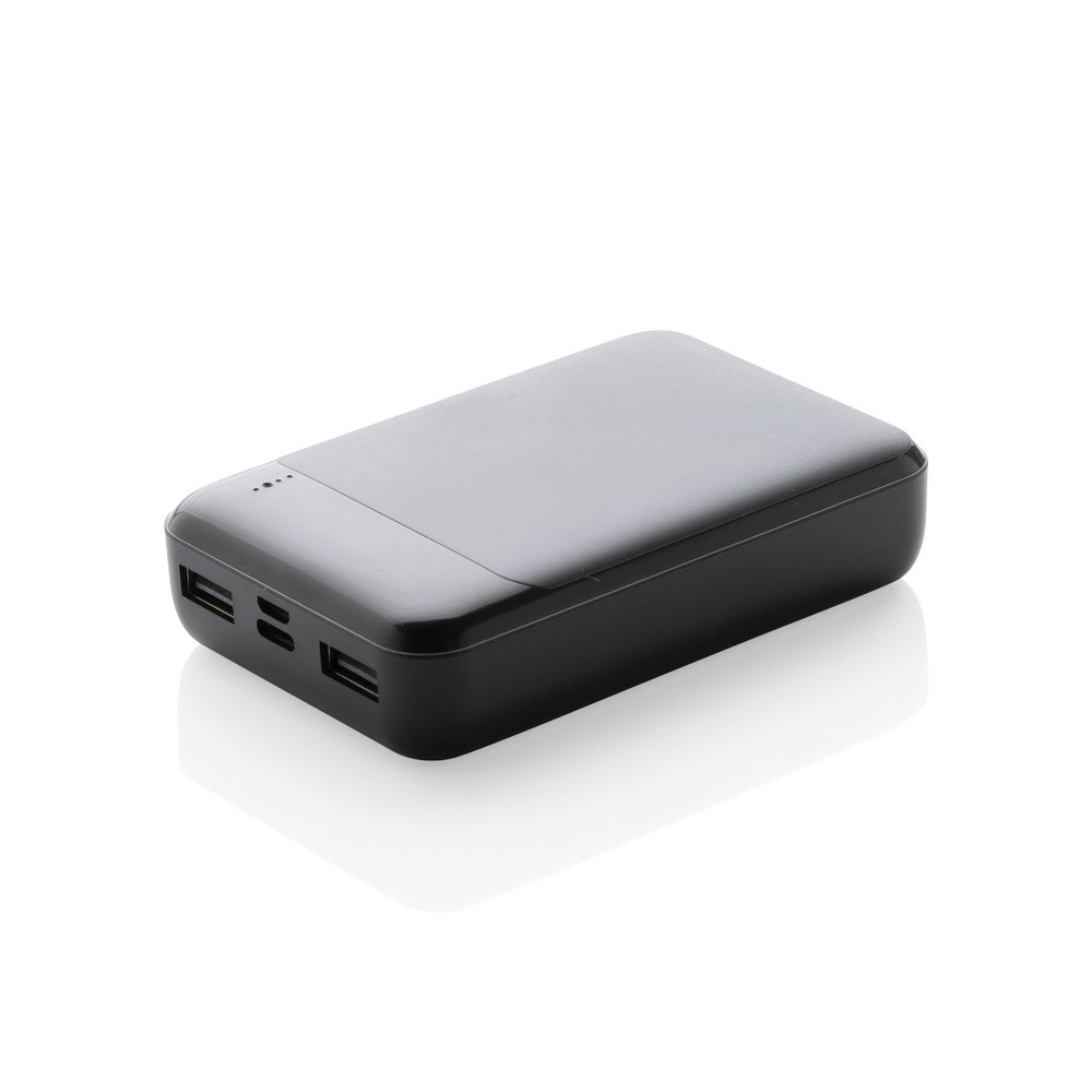 10.000 mAh Powerbank aus RCS Standard recyceltem Kunststoff in Schwarz