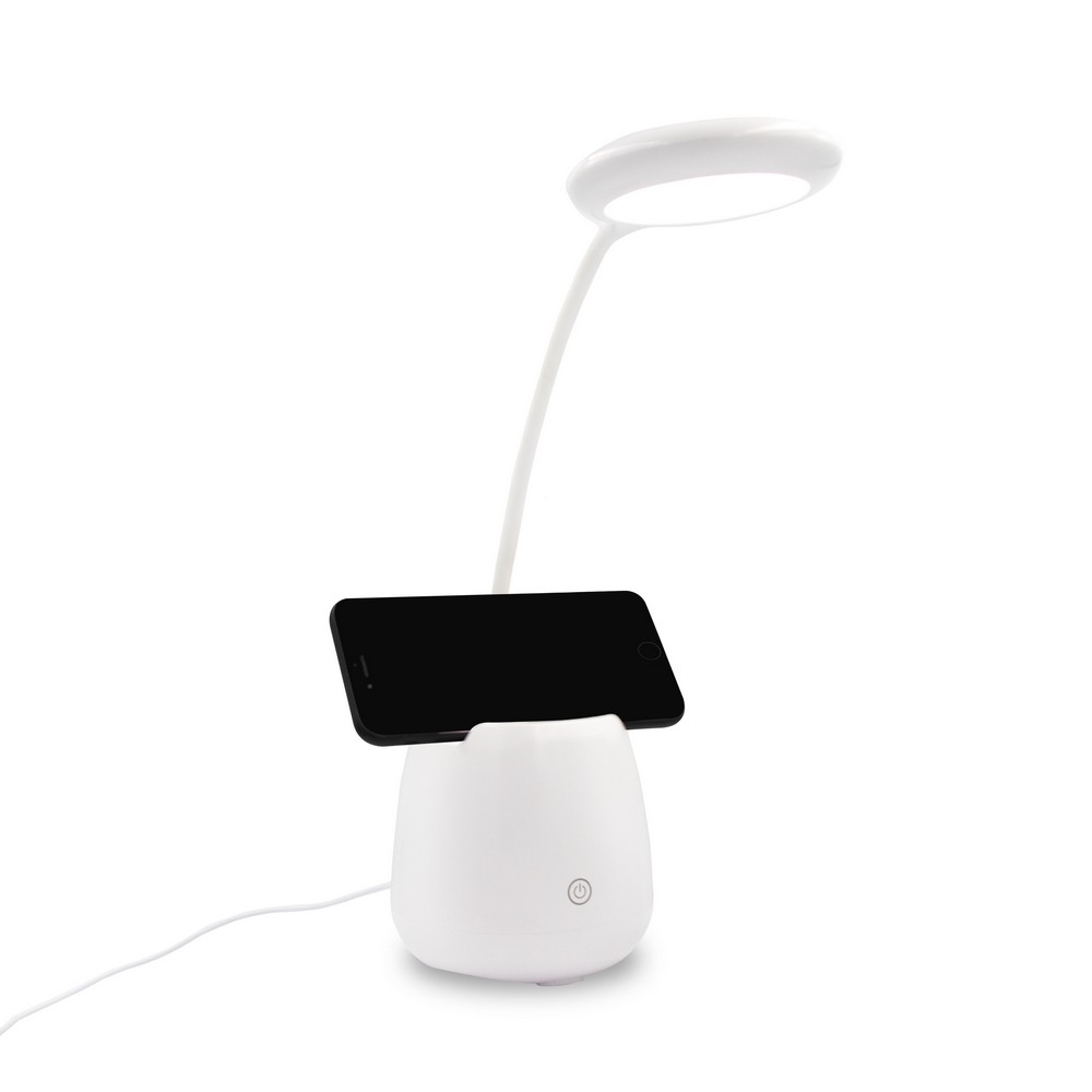 Schreibtischlampe, Wireless Lautsprecher 3W, Telefonständer, Halterung für Schreibutensilien | Asar in Weiß, Ansicht 16