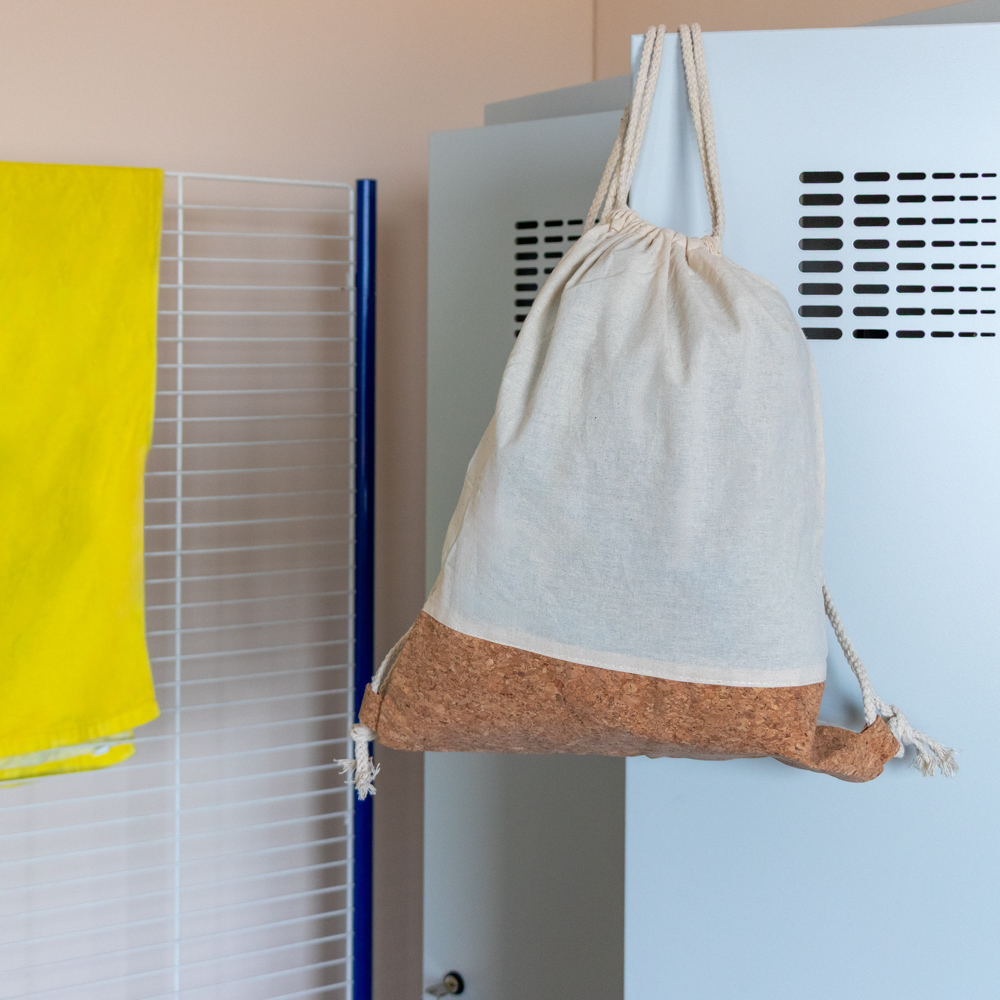 Beutel aus Baumwolle mit Kordel, Korkdetails | Rontay in Beige, Ansicht 8