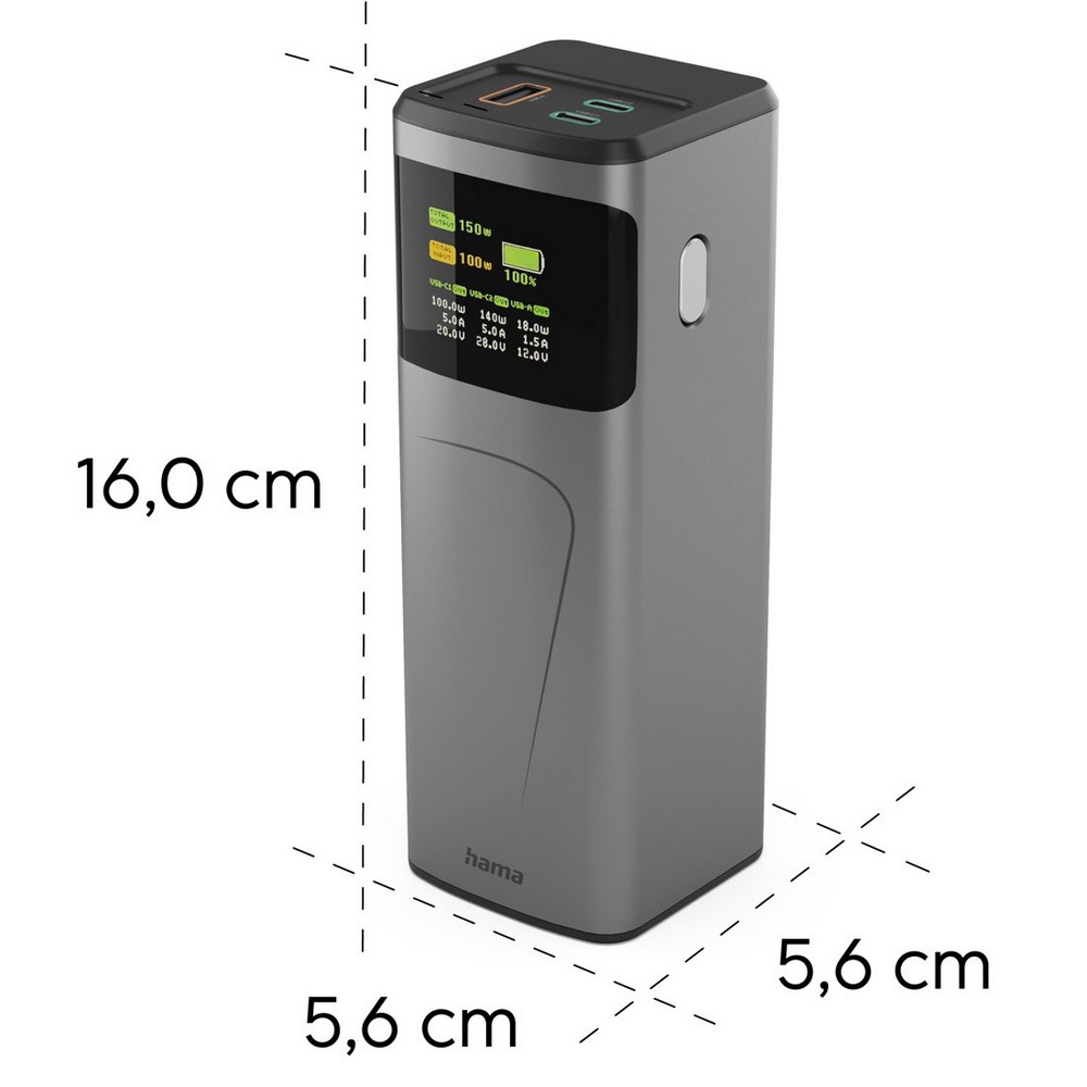 Powerbank 24000 mAh Hama High Power 150 W in Graphit, Ansicht 3