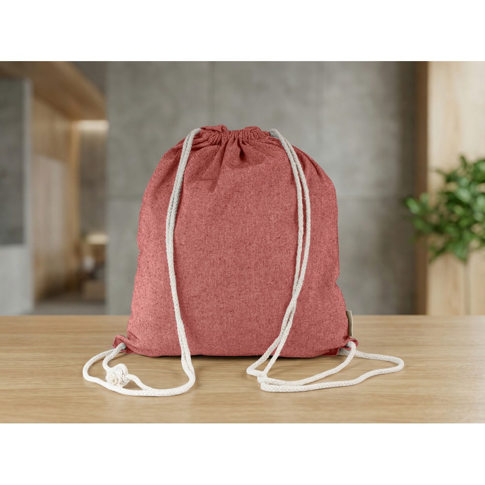 Baumwolltasche 2 in 1, Beutel mit Kordel, Einkaufstasche | Gondulfo in Rot, Ansicht 2