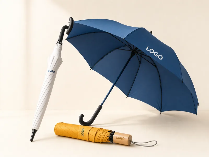 Stockschirme und Taschenschirm mit Logo bedruckt