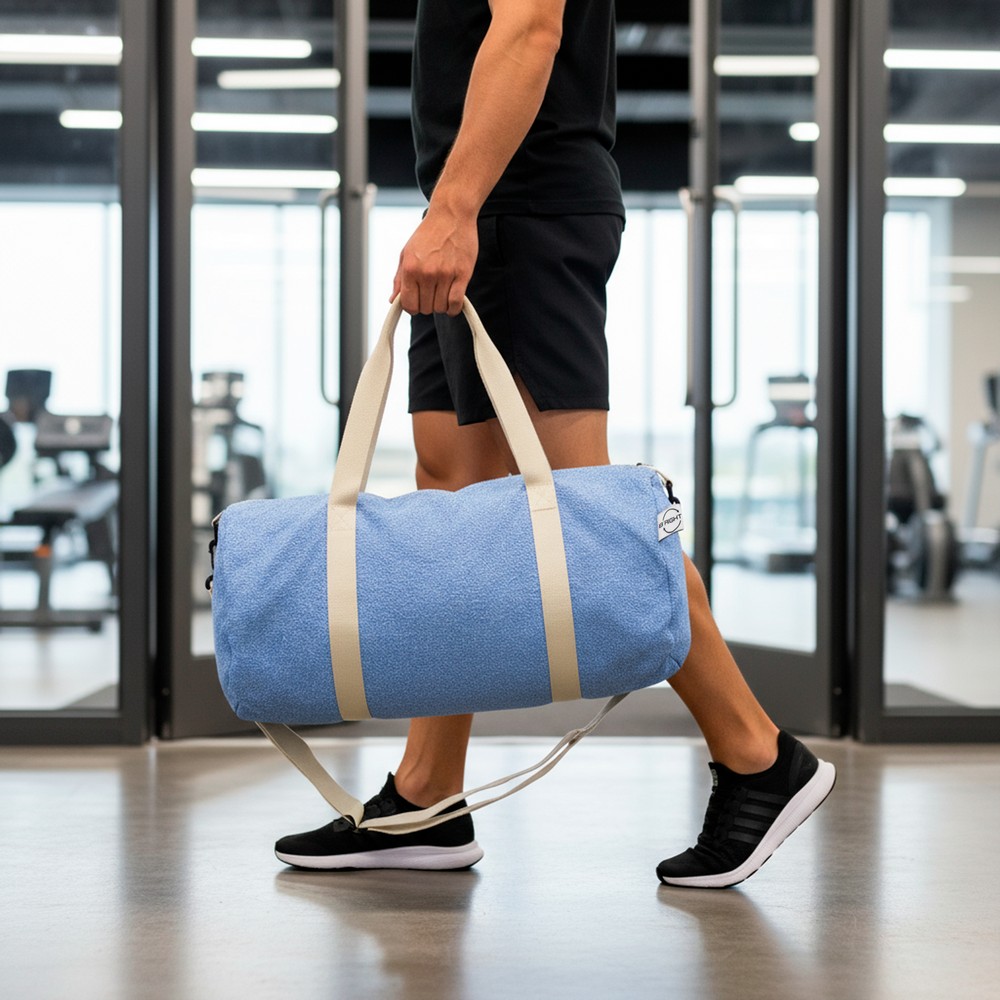 Sport- und Reisetasche B'RIGHT aus recycelter Baumwolle und recyceltem Polyester | Asha in Blau, Ansicht 10