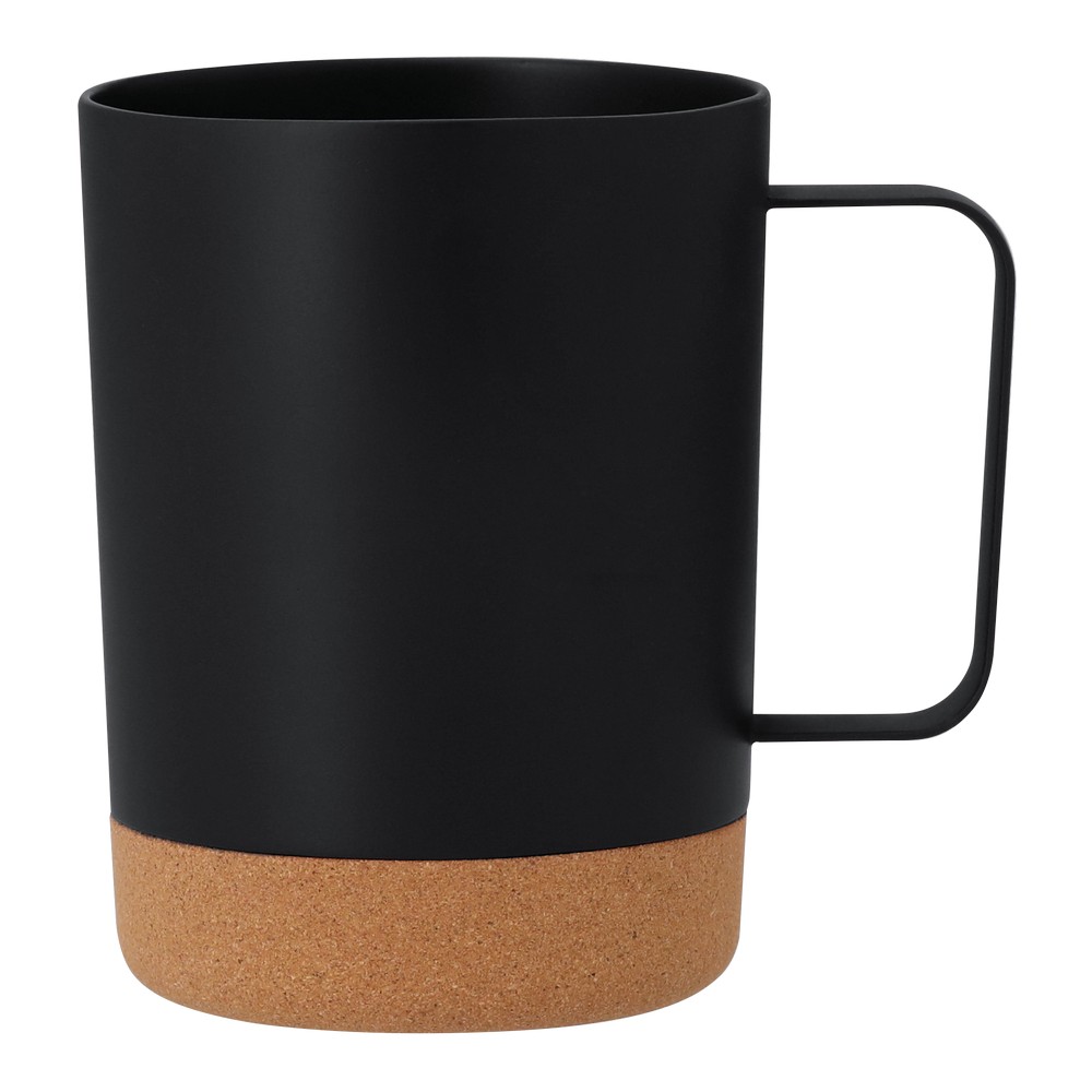 Becher 400 ml mit Korkdetail in Schwarz