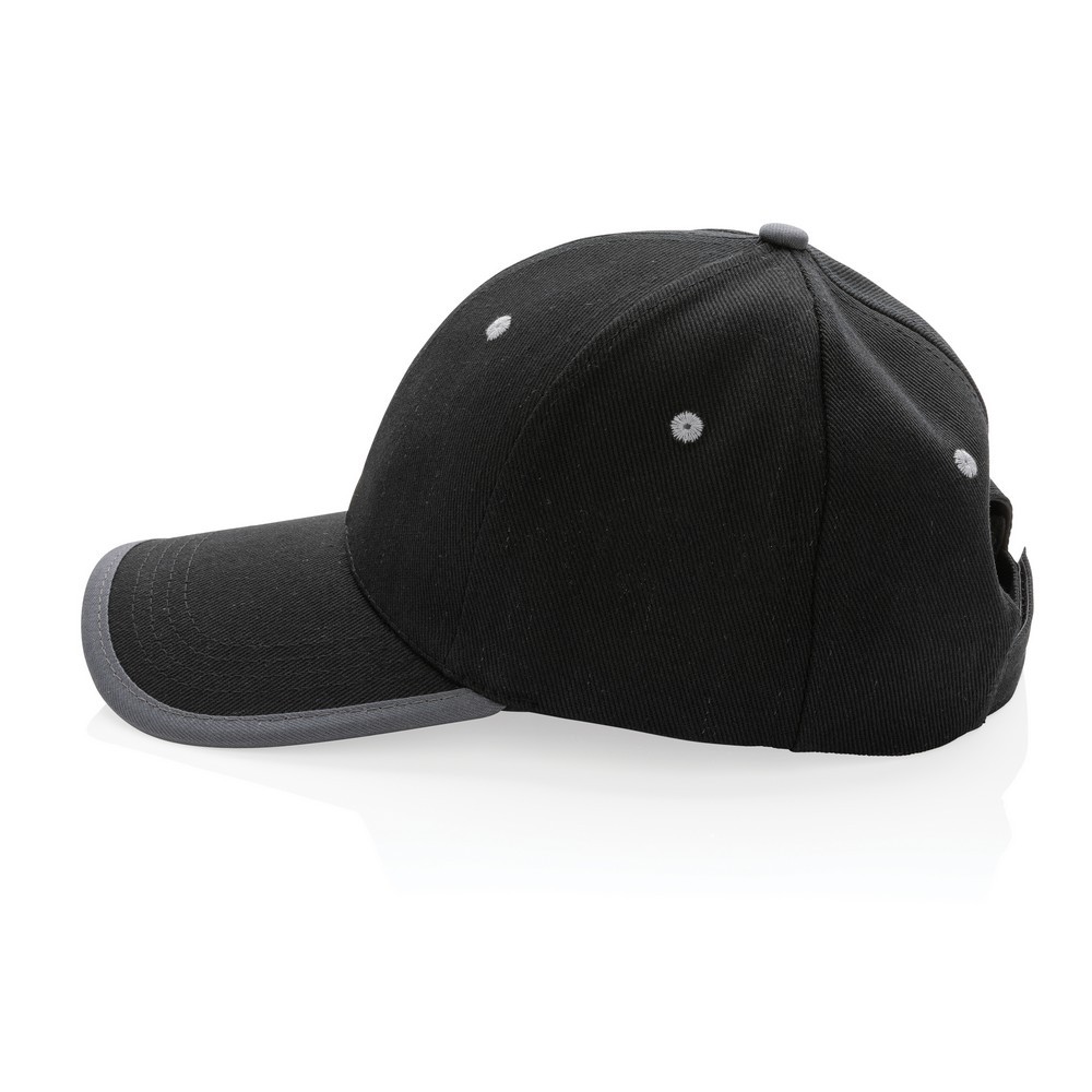 Impact AWARE™ 280gr Brushed rCotton 6 Panel Kontrast-Cap in Schwarz, Ansicht 4