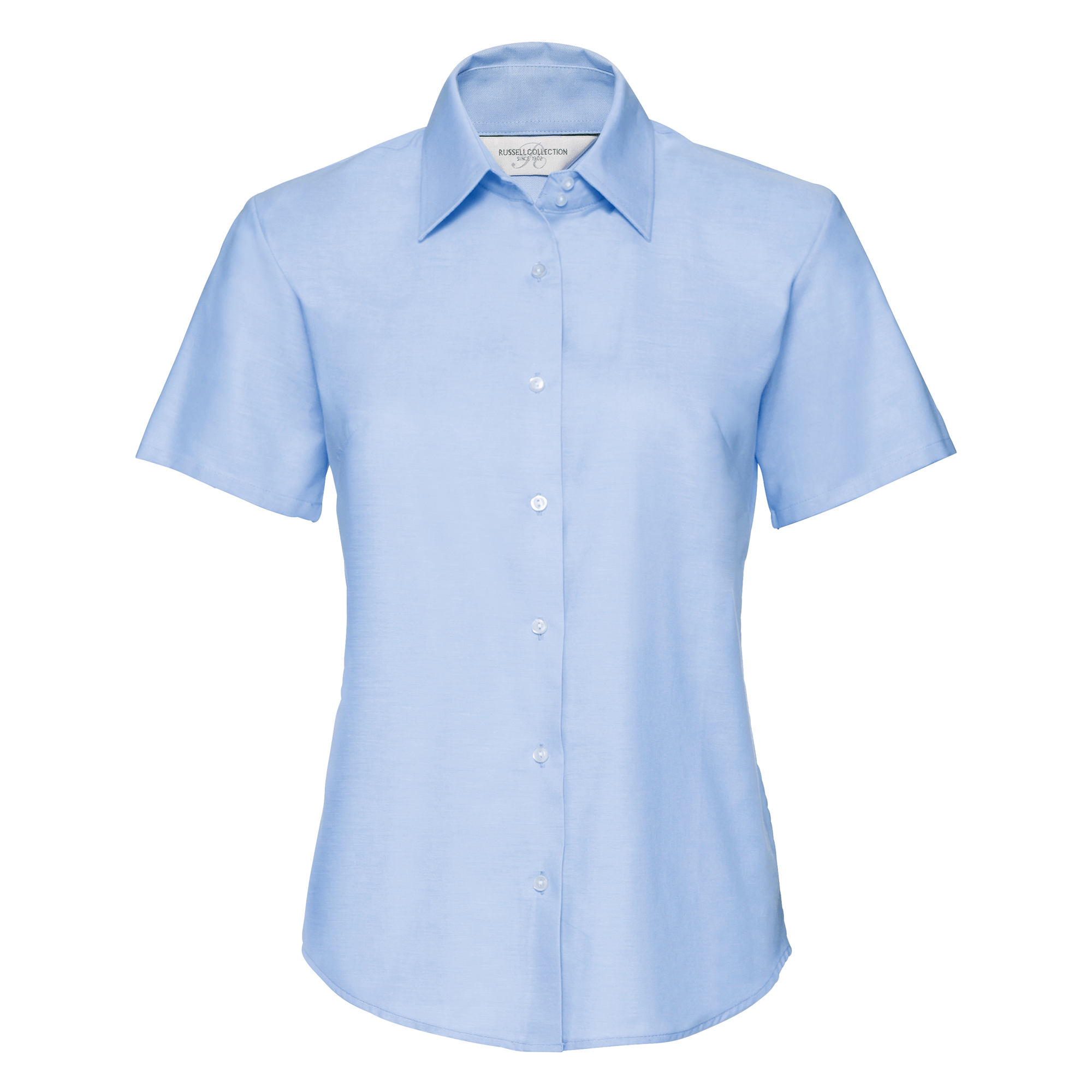Russell Klassische Oxford Bluse – Kurzarm in Oxford Blue
