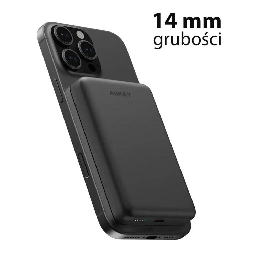 Magnetische kabellose Powerbank 10000 mAh, Aukey in Schwarz, Ansicht 4