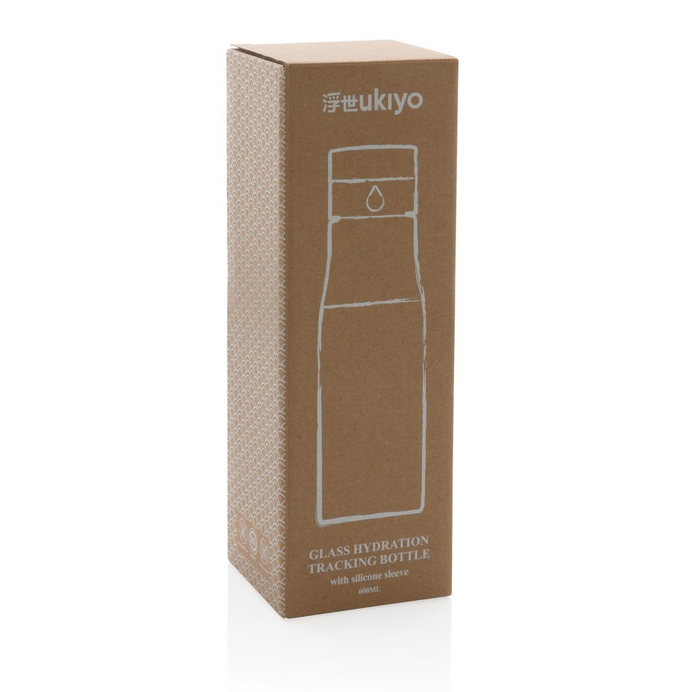 650 ml Ukiyo-Glasflasche, Überwachung der Menge des getrunkenen Wassers in Schwarz, Ansicht 9