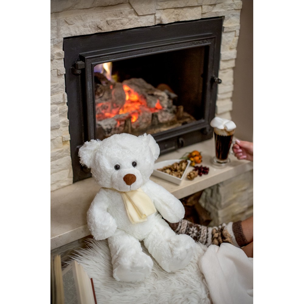 Teddybär mit Schal | Monty White in Weiß, Ansicht 4