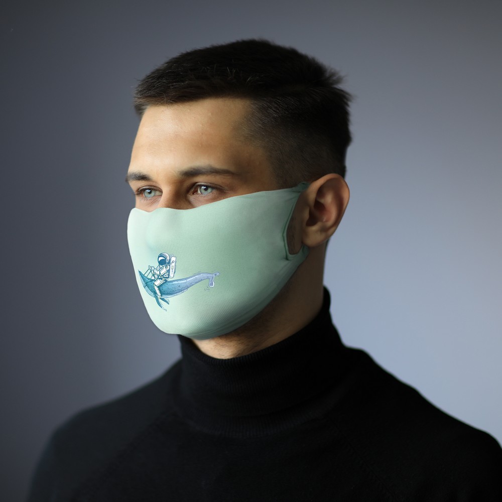 Wiederverwendbare Maske mit Filterraum und Silberionen in Hellgrün, Ansicht 5
