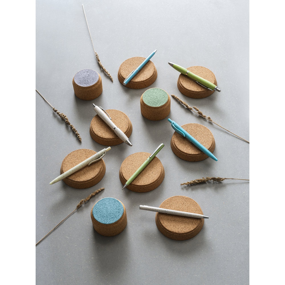 Kugelschreiber mit Weizenstrohfaser und ABS mit Drehmechanik | Devin – Naturhell, Ansicht 4