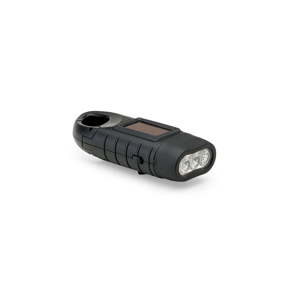 Kompakte 0.5 W ABS-Taschenlampe mit 3 weißen LEDs mit 90 Lumen | Solarky – Schwarz