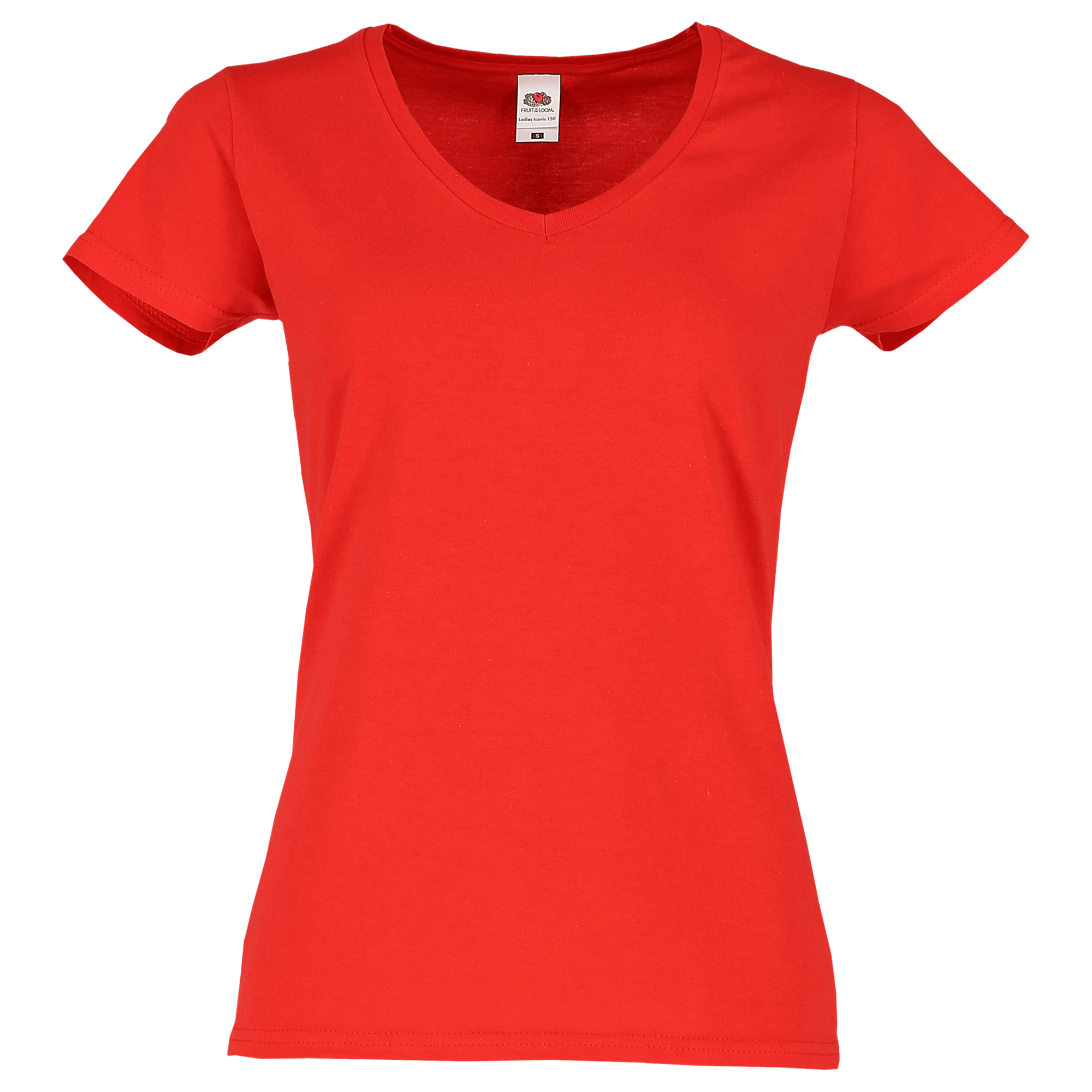 Fruit of the Loom Damen Iconic 150 V-Neck T-Shirt in Rot
