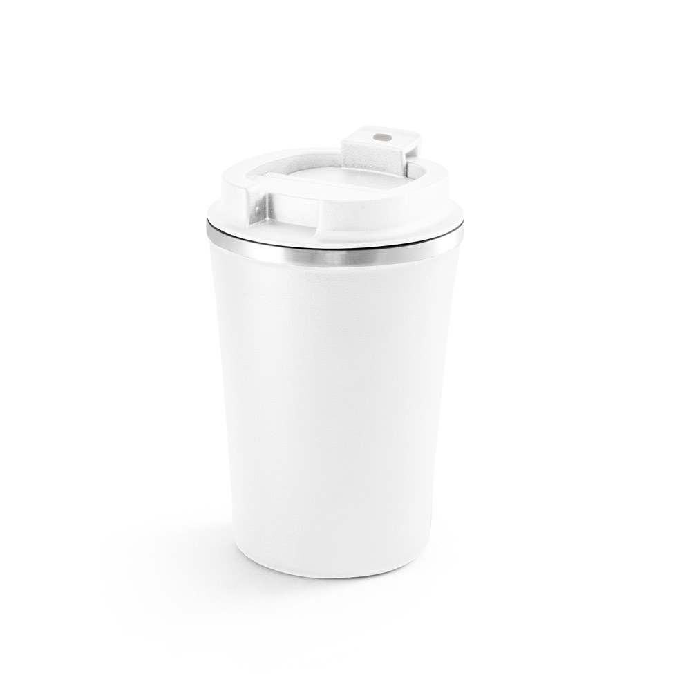 Reisebecher aus Edelstahl und PP 470 ml | Phelps – Weiß