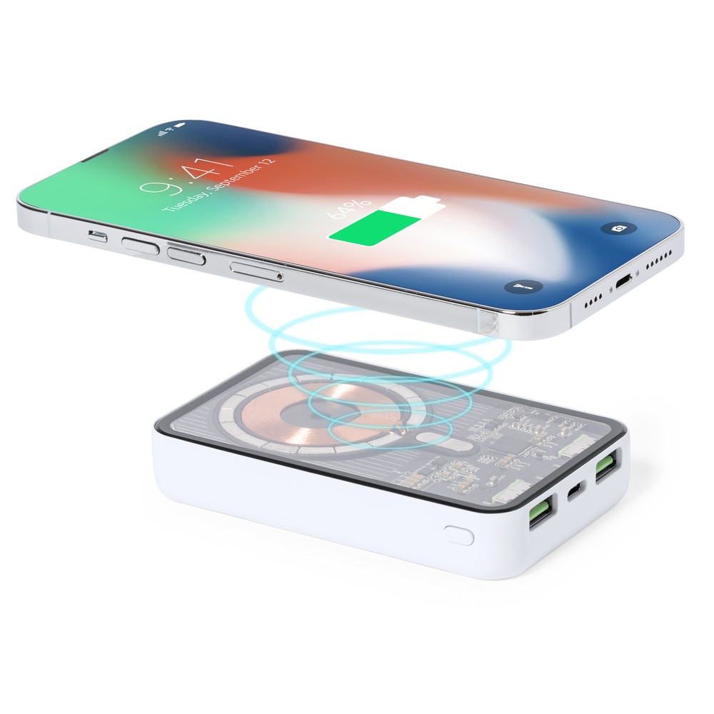 Magnetische kabellose Powerbank 5000 mAh, kabelloses Ladegerät 15W in Weiß