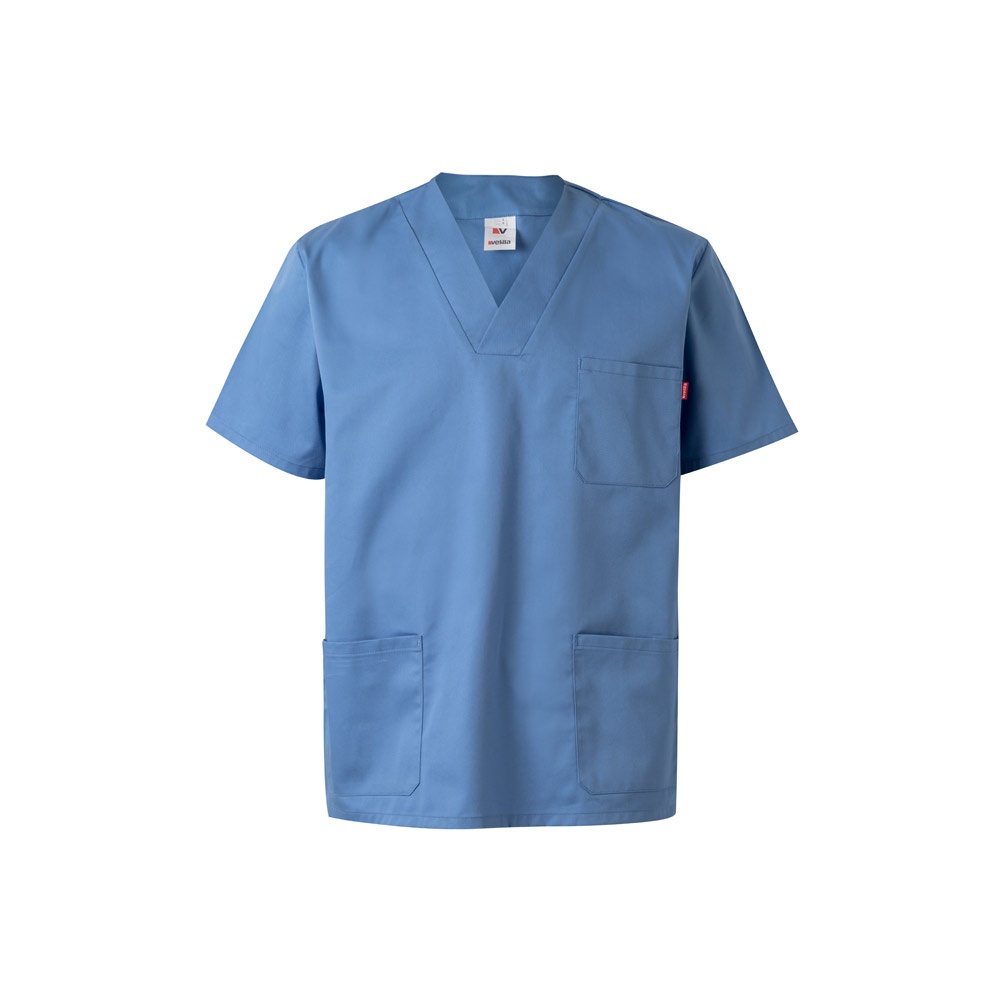 Tunika aus Twill (190g/m²) mit kurzen Ärmeln, aus Polyester (65%) und Baumwolle (35%) | VL Illapa – Pastellblau