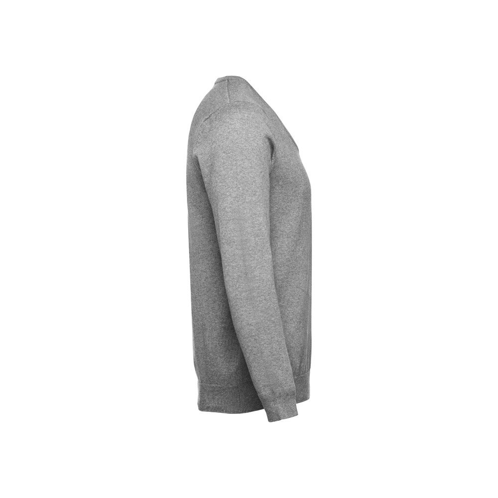 Herren-Pullover mit V-Ausschnitt aus Baumwolle und Polyamid | THC Milan – Grau melliert, Ansicht 3