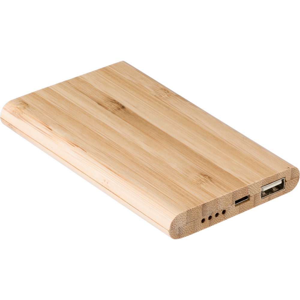 Bambus-Powerbank 4000 mAh in Braun, Ansicht 2