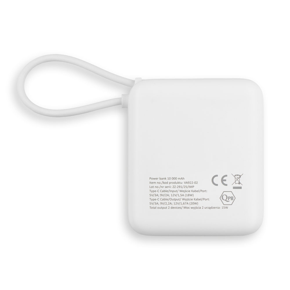 Power bank 10000 mAh | Alula in Weiß, Ansicht 7