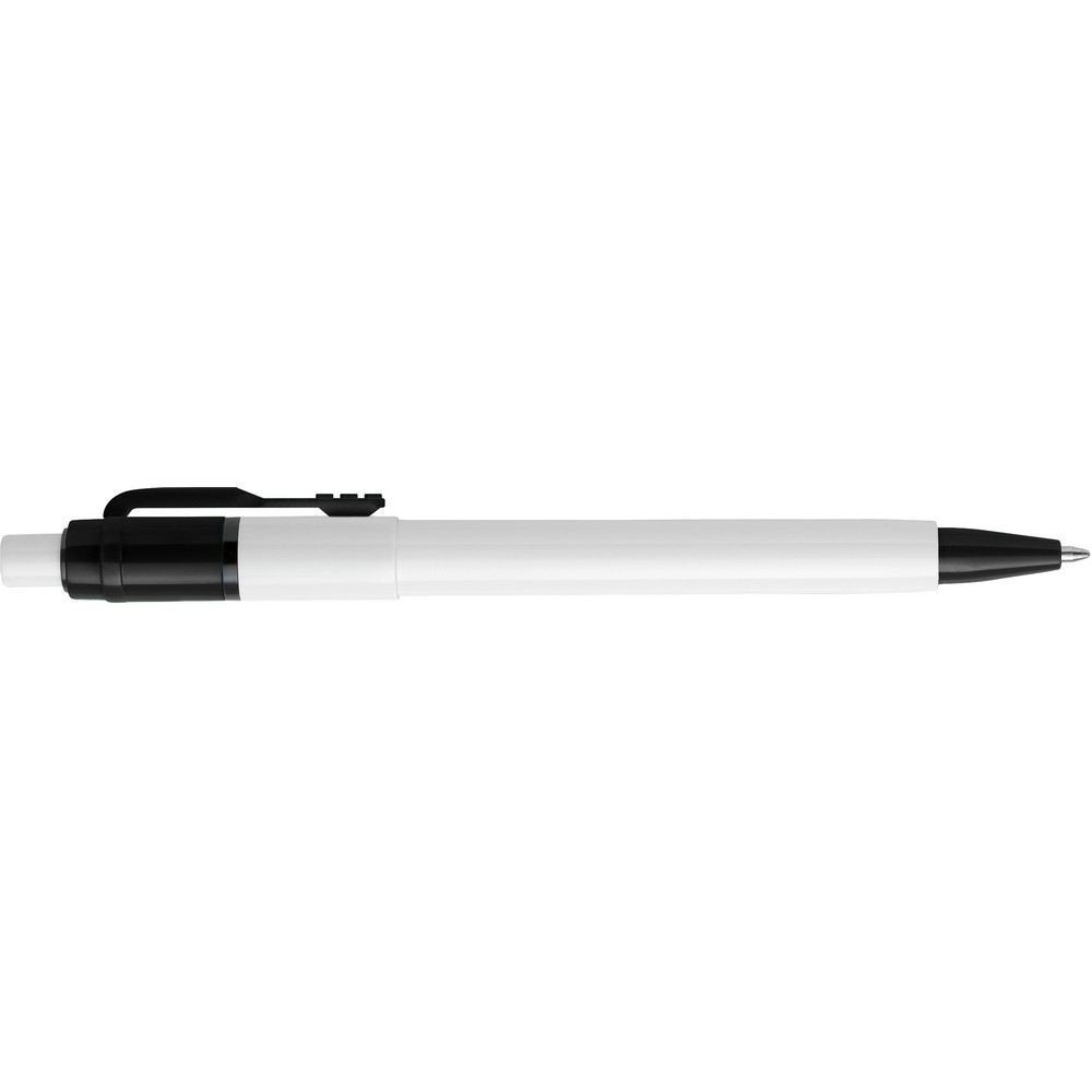 Kugelschreiber Stilolinea Baron mit weißer Spitze und farbigem Clip in Schwarz, Ansicht 3