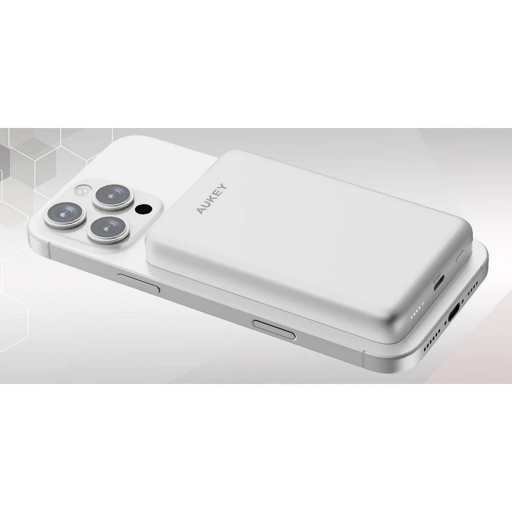 Magnetische kabellose Powerbank 10000 mAh, Aukey in Silber, Ansicht 6