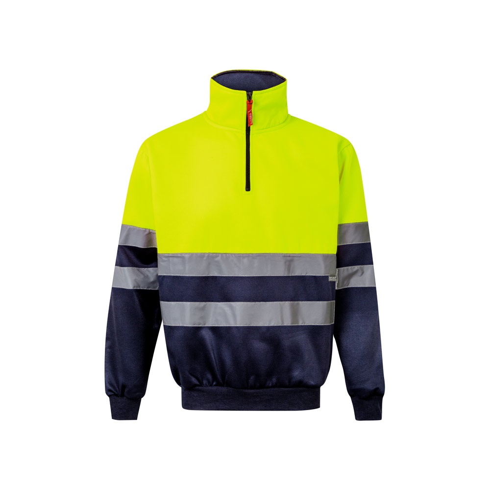 Zweifarbiges Sweatshirt (300g/m²) aus Polyester-Fleece (100%) | VL Thor – Marineblau/Gelb