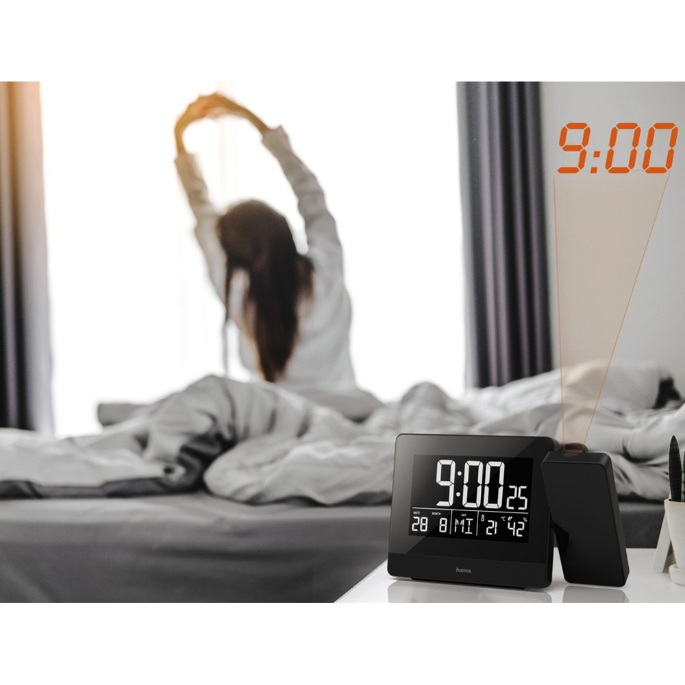 Uhr und Wecker mit Projektor Hama Plus Charge in Schwarz, Ansicht 8