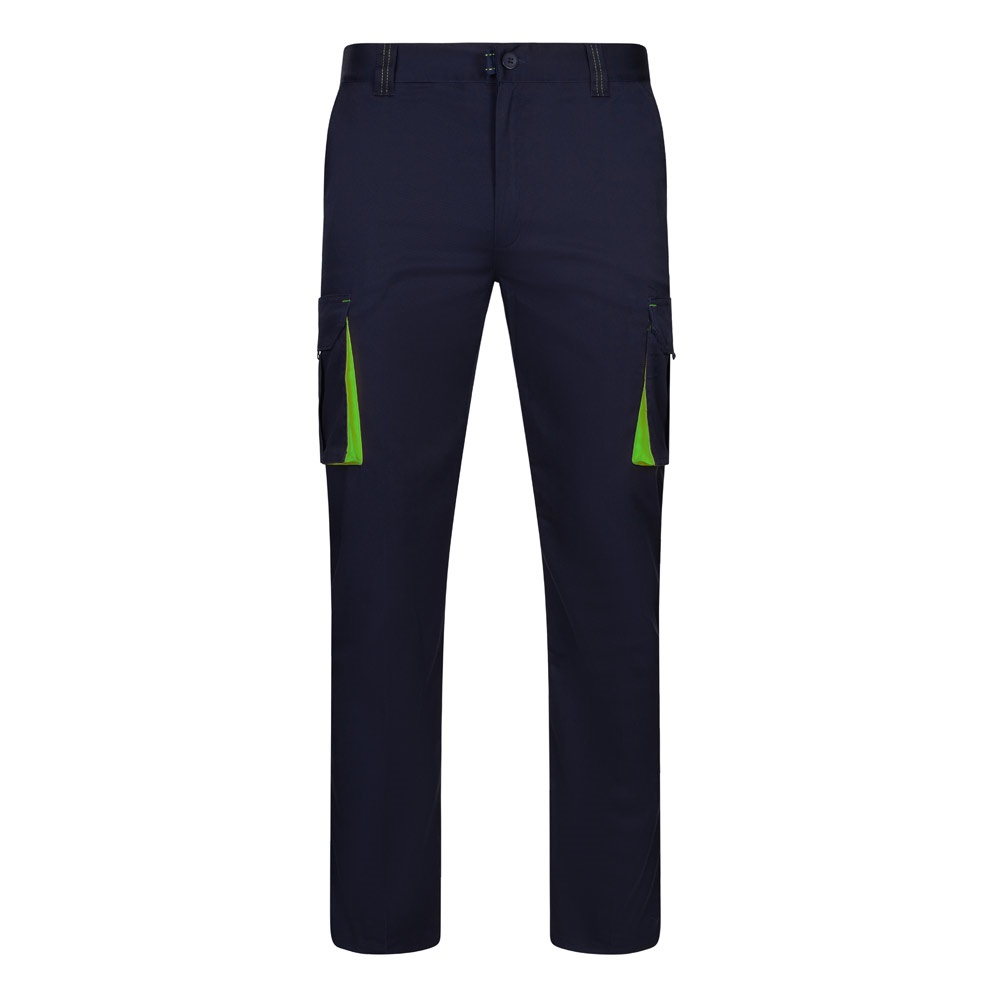 Zweifarbige Stretch-Hose mit mehreren Taschen (240 g/m²), aus Baumwolle (46 %), EME (38 %) und Polyester (16 %) | VL Fides – Marineblau/Grün