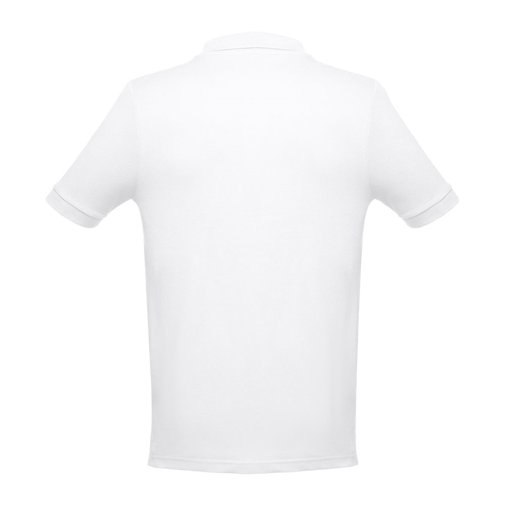 Kurzärmeliges Poloshirt aus Baumwolle für Herren. Weiße Farbe | THC Adam Wh – Weiß, Ansicht 3