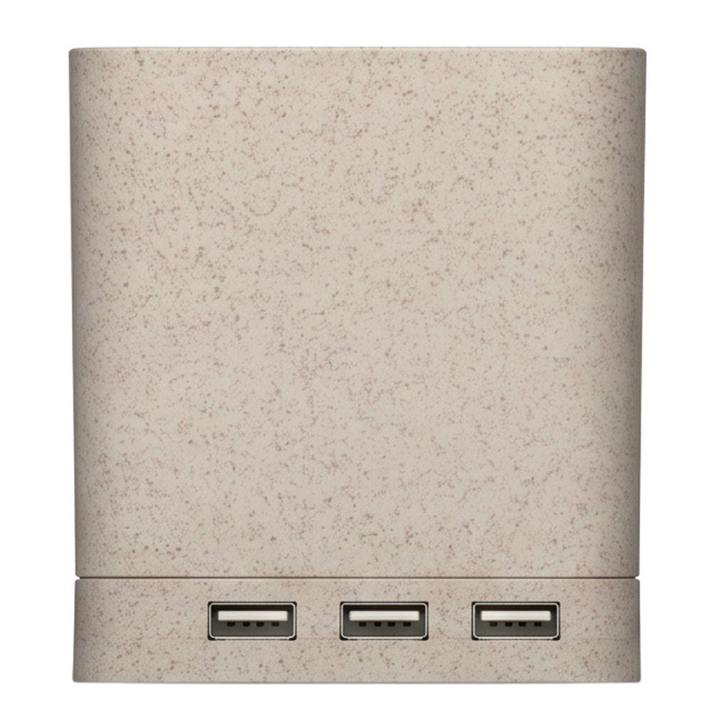 Drahtloses 5-W-Weizenstroh-Ladegerät, USB 2.0-Hub, Schreibwerkzeughalter, Telefonständer in Neutral, Ansicht 13