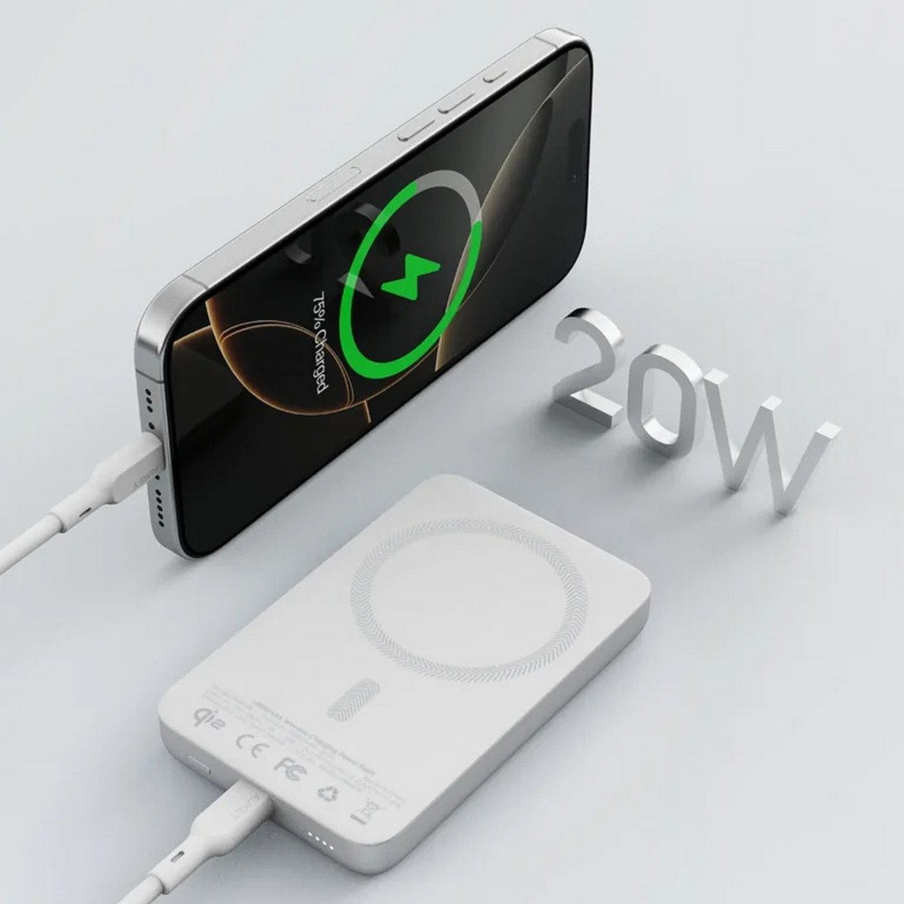 Magnetische kabellose Powerbank 10000 mAh, Aukey in Silber, Ansicht 2