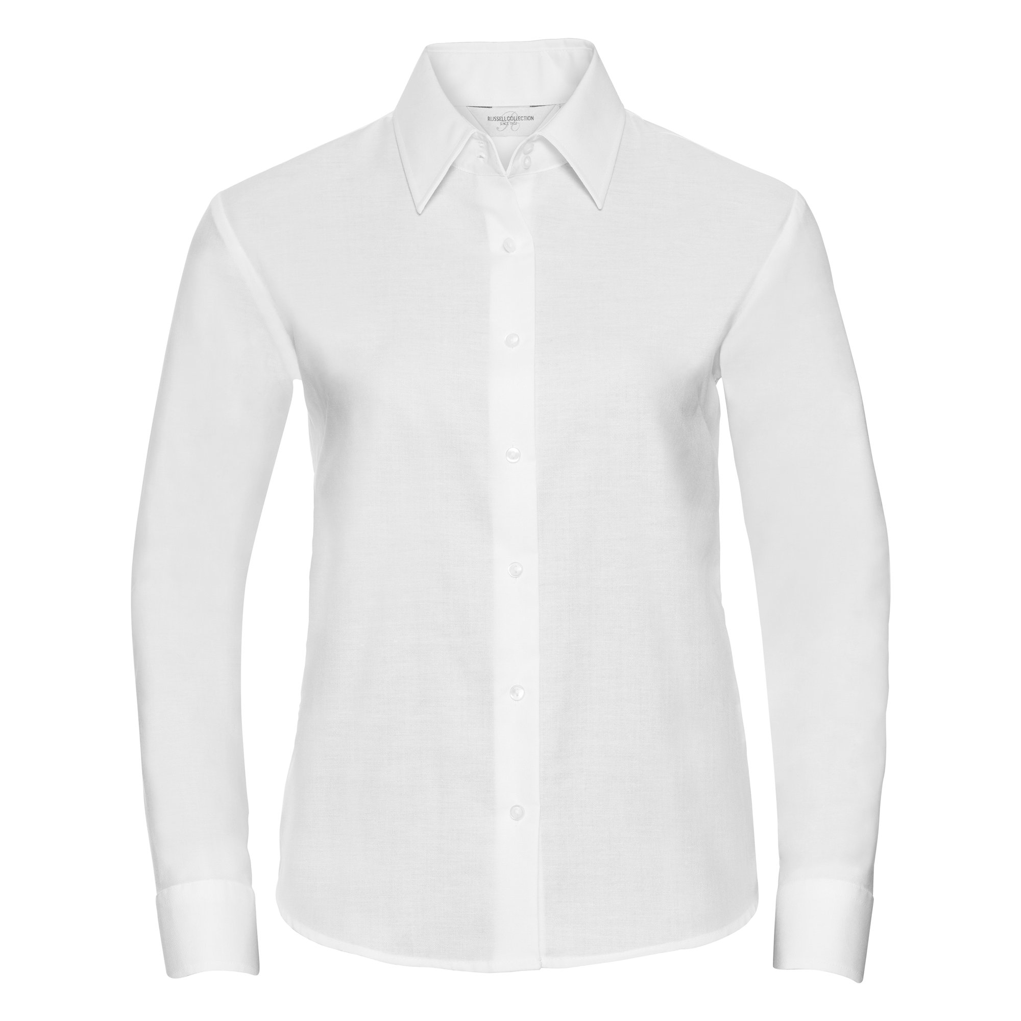Russell Klassische Oxford Bluse – Langarm in Weiß