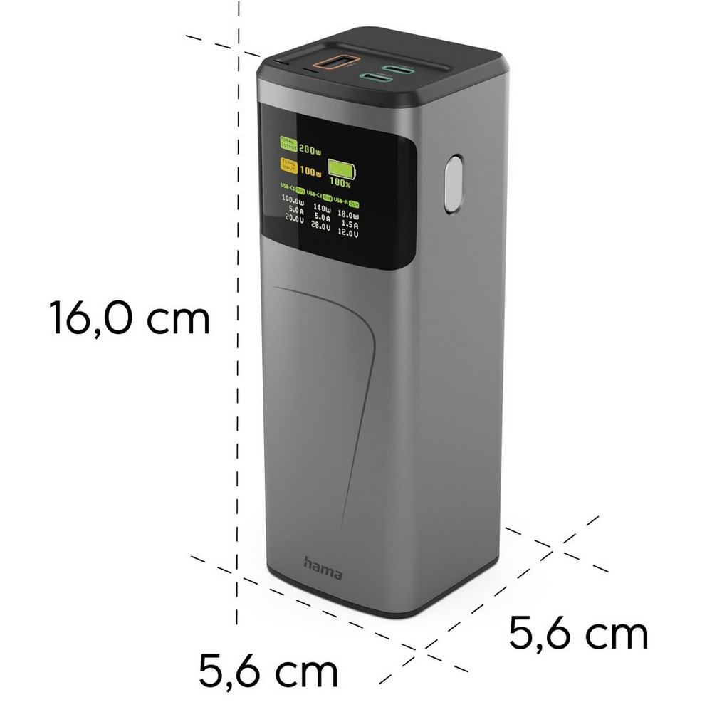 Powerbank 24000 mAh Hama High Power 200 W in Graphit, Ansicht 3