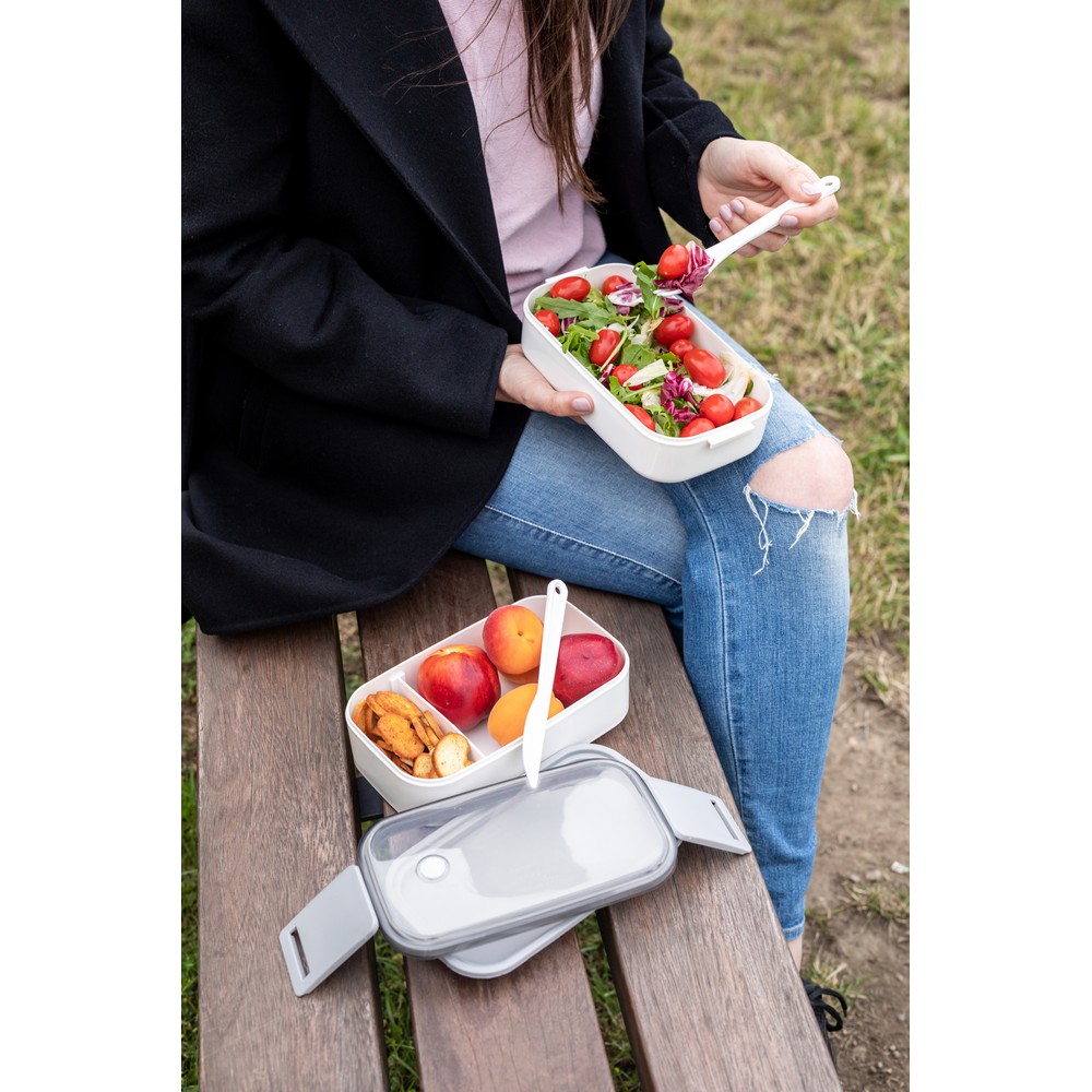 Lunchboxen 2 Stück, 2x700 ml, Besteck | Cash in Weiß, Ansicht 2