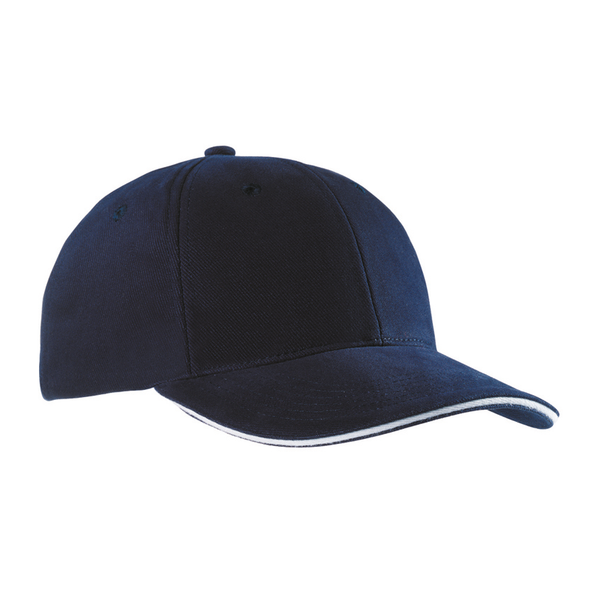 6 Panel Sandwich Cap in Navy/Offwhite