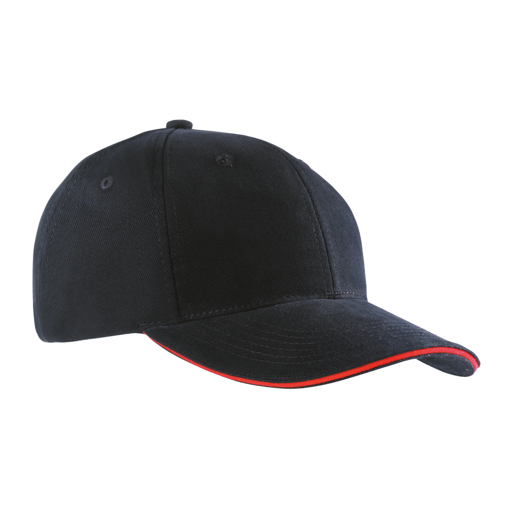 6 Panel Sandwich Cap in Schwarz/Rot