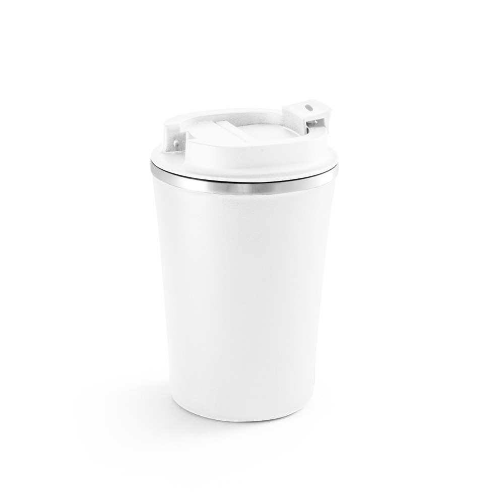Reisebecher aus Edelstahl und PP 470 ml | Phelps – Weiß, Ansicht 2