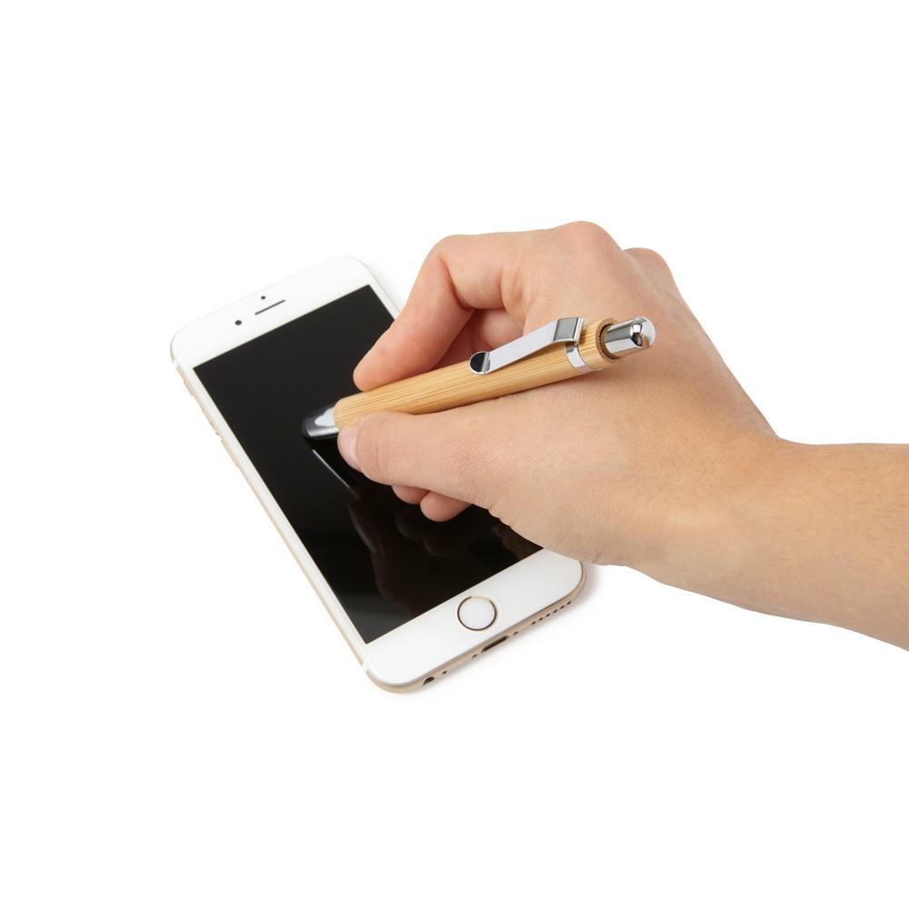 Bambus-Kugelschreiber, Touchscreen-Stift in Braun, Ansicht 5