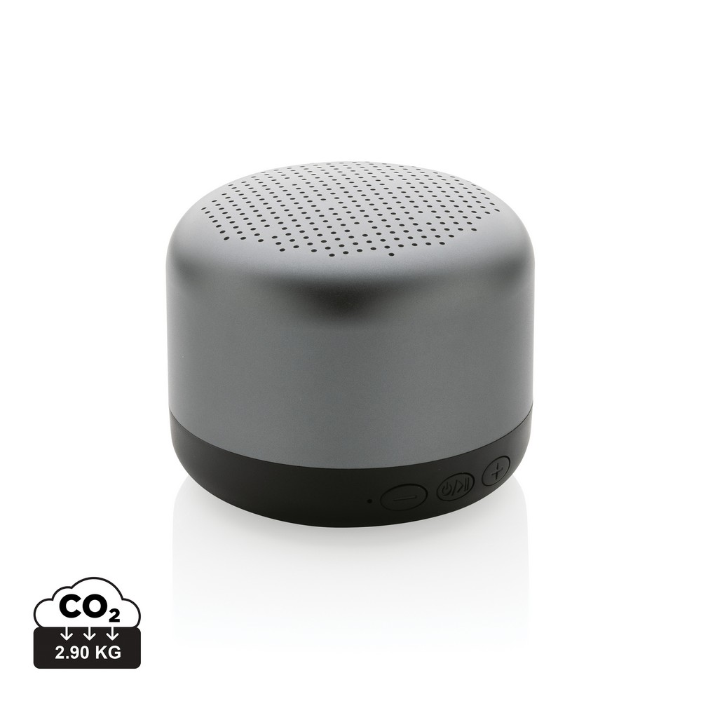 5W wireless speaker made with RCS (Recycled Claim Standard) certified recycled aluminium and ABS. Total recycled content: 35% based on total item weight. RCS certification ensures a completely certified supply chain of the recycled materials. Aluminium do