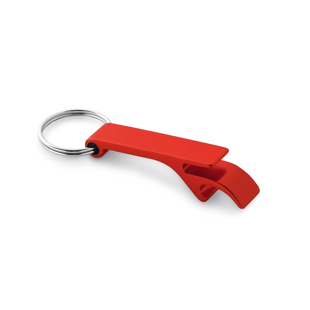 Schlüsselanhänger mit Kapselöffner aus recyceltem Aluminium | Re-baitt – Rot