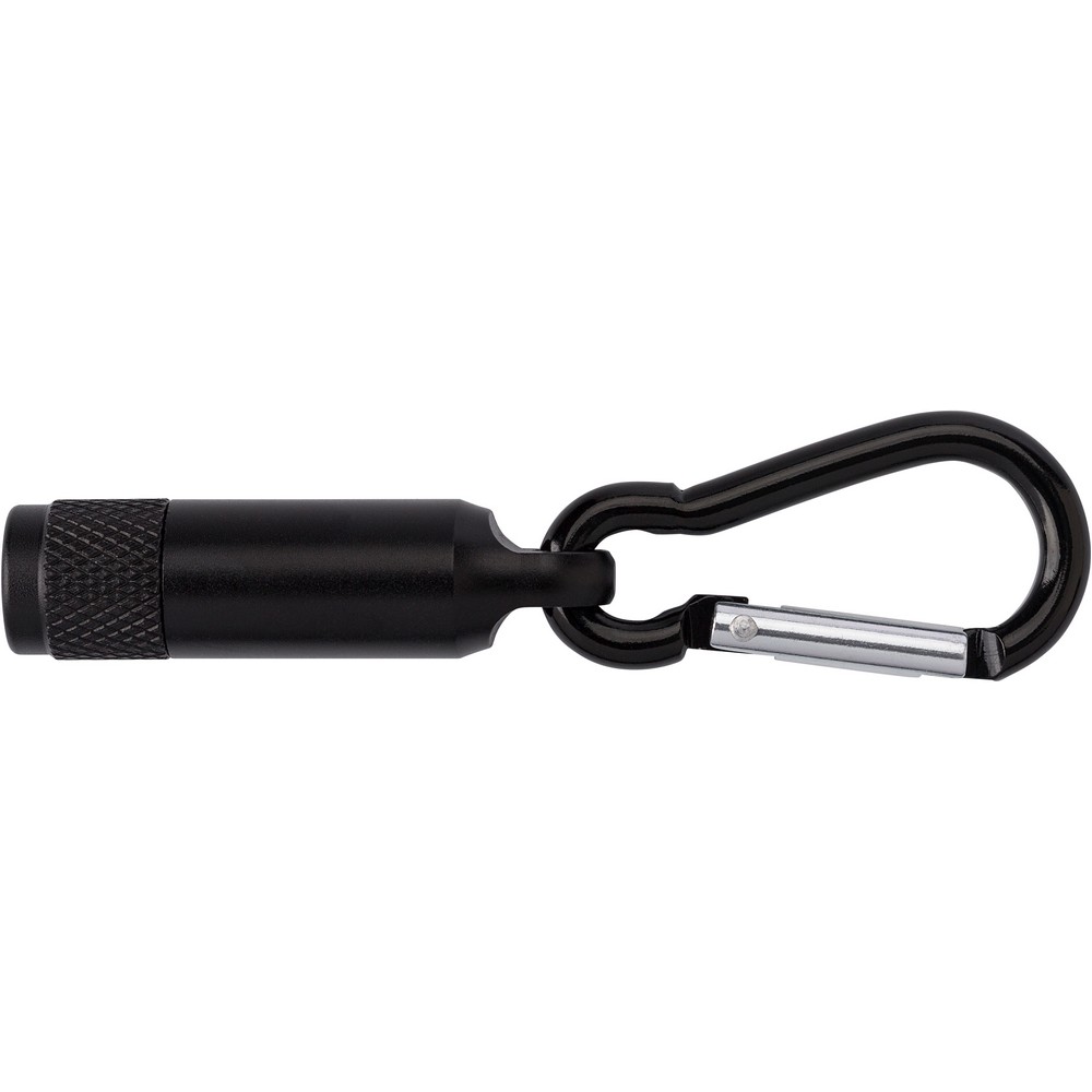 Mini Taschenlampe 1 LED mit Karabinerhaken in Schwarz, Ansicht 2