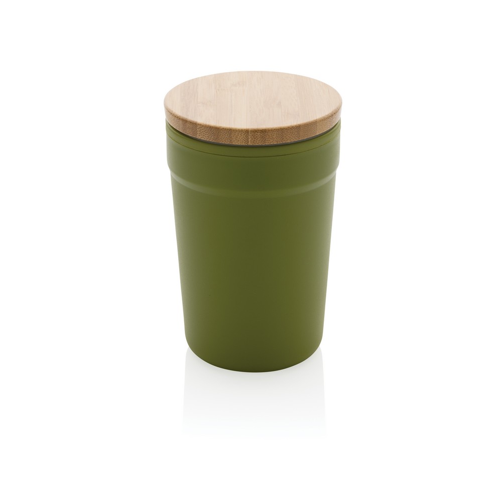 Trinkbecher 300 ml mit Bambusdeckel in Grün