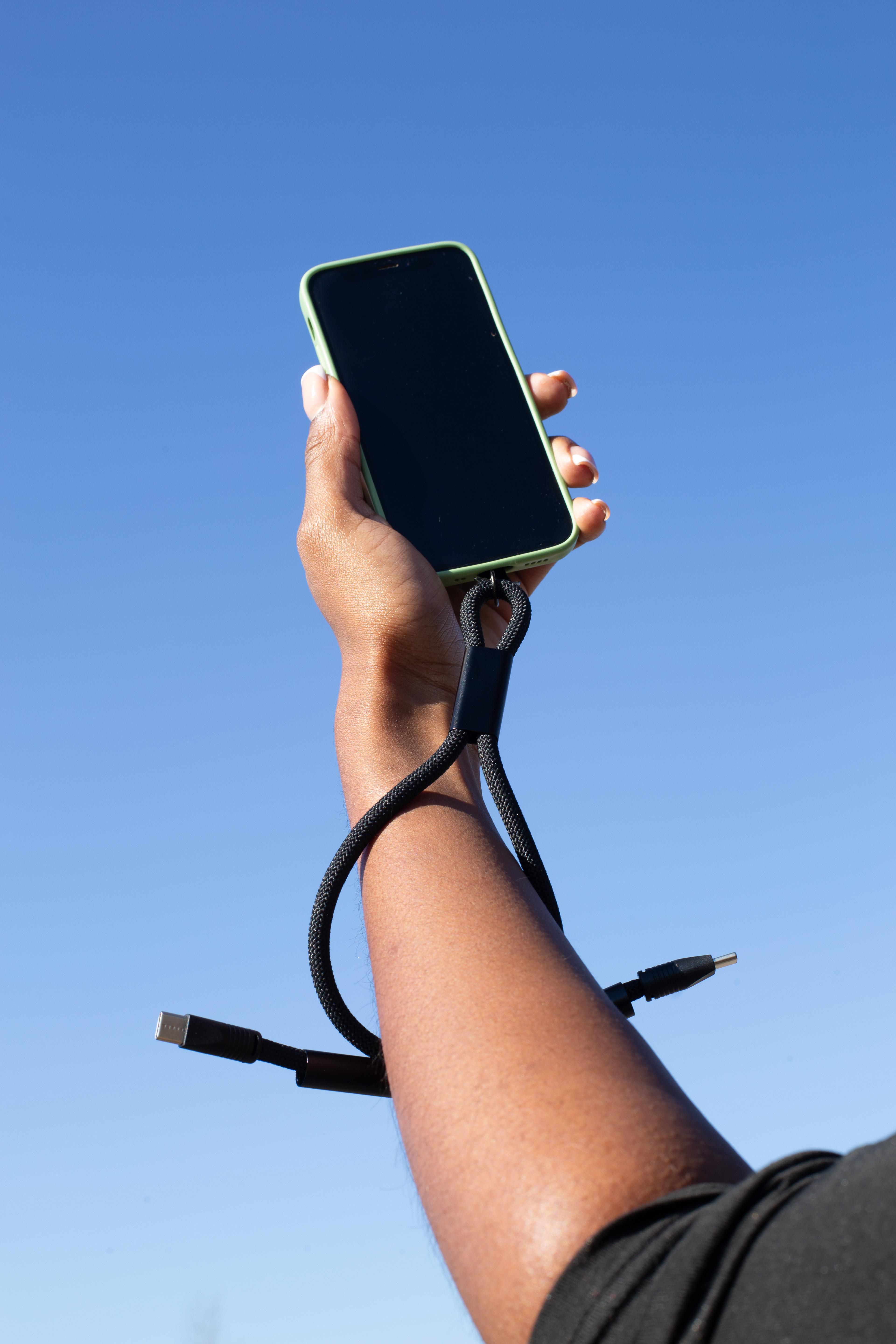 Wrist Lanyard 2-in-1 GRS RPET Load & Sync USB Cable