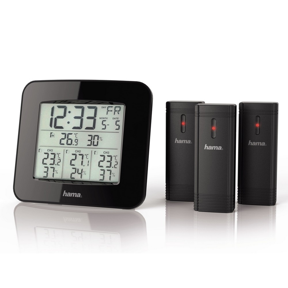 Wetterstation, 3 Sensoren Hama Trio in Schwarz