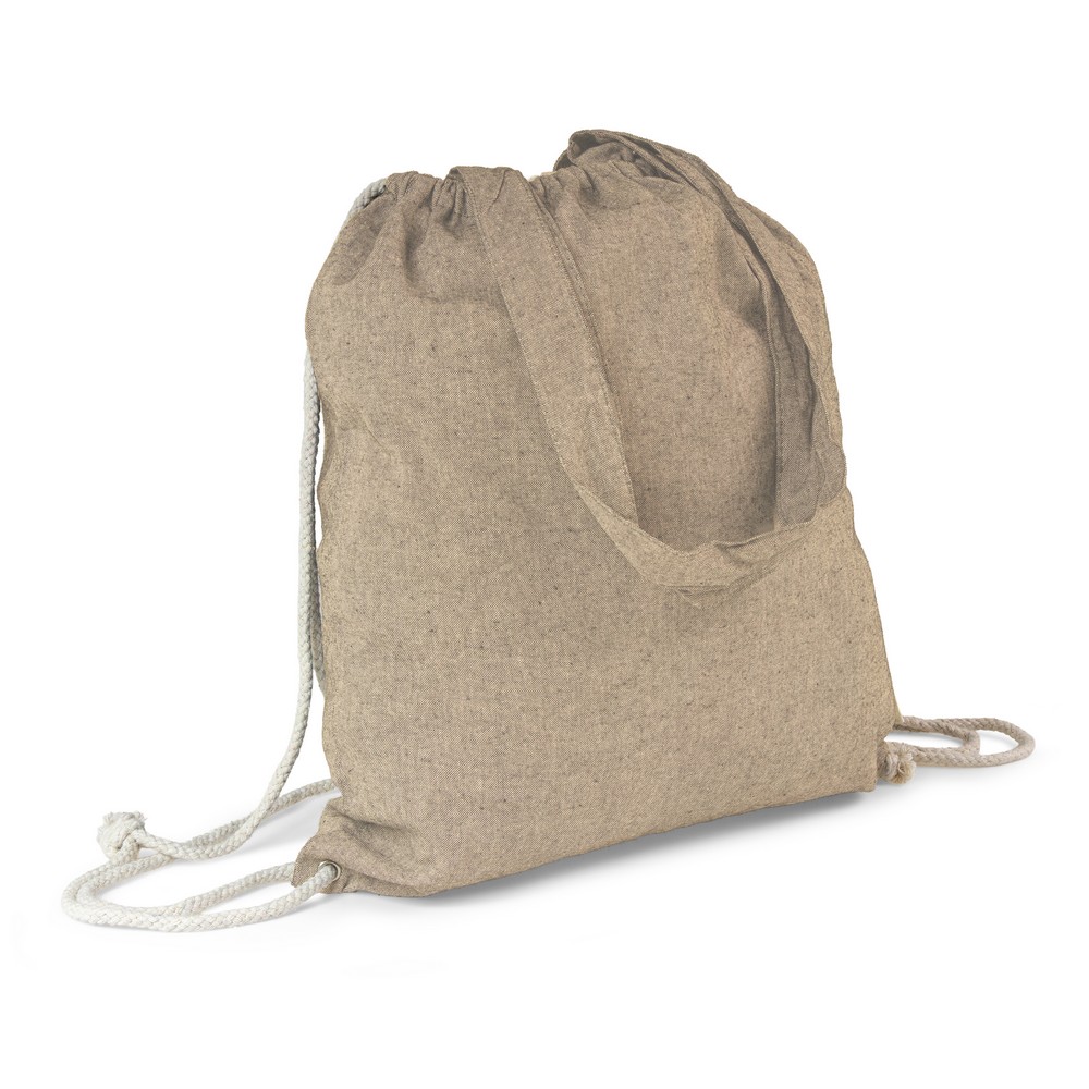 Baumwolltasche 2 in 1, Beutel mit Kordel, Einkaufstasche | Gondulfo in Beige