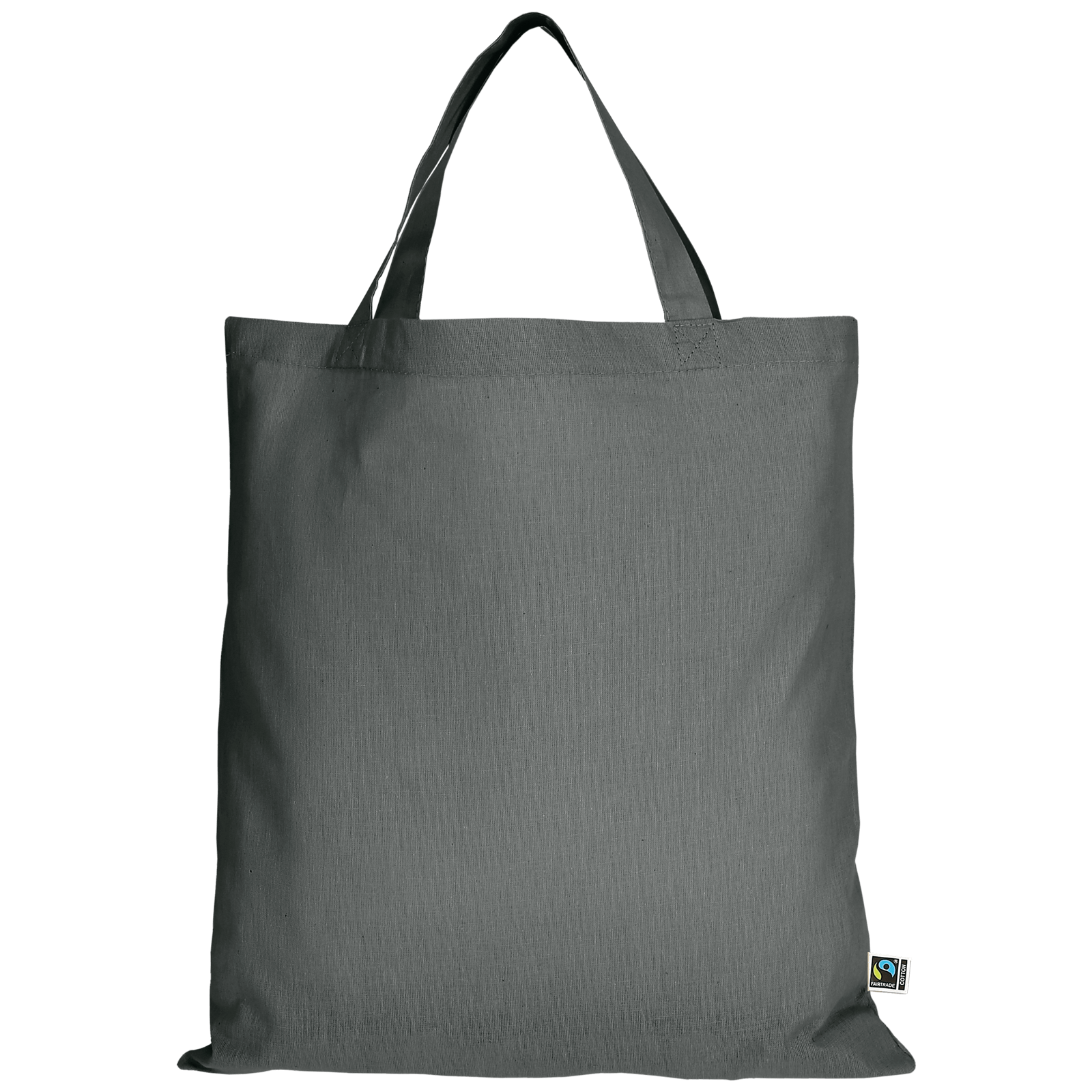 Tasche aus Fairtrade-zertifizierter Baumwolle mit zwei kurzen Henkeln in Stahlgrau